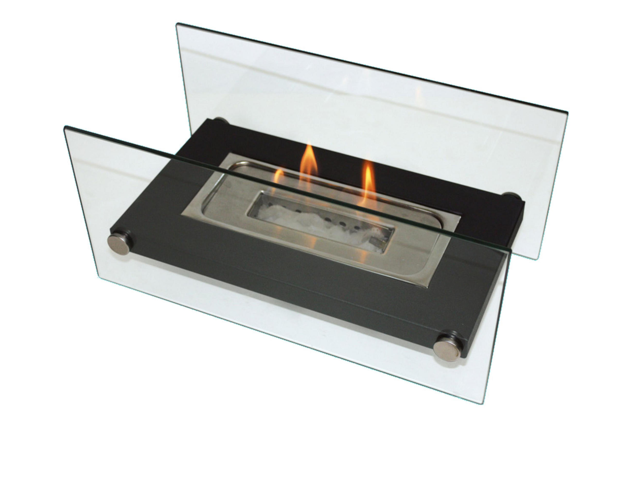 BIOETHANOL-KAMIN Schwarz Tischmodell inklusive 0.25 L Brennblock - Schwarz, Glas (34/16/16cm) - Purline