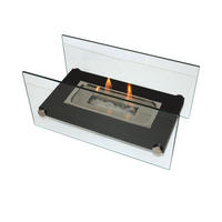 BIOETHANOL-KAMIN Schwarz Tischmodell inklusive 0.25 L Brennblock - Schwarz, Glas (34/16/16cm) - Purline