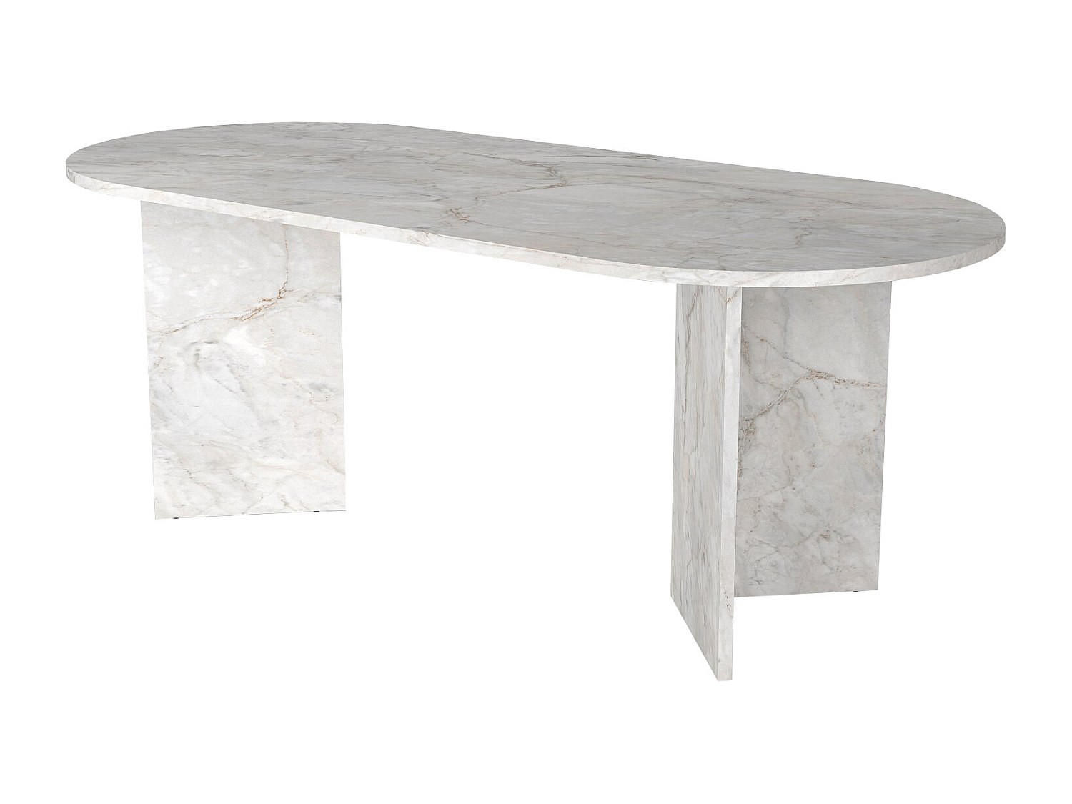 ESSTISCH 8 Personen - Marmor-Optik Weiß - TOPANIA - Weiß, Holz (200/90/74.7cm) - Vente-Unique