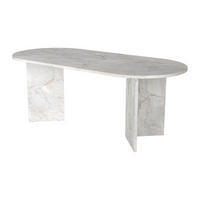 ESSTISCH 8 Personen - Marmor-Optik Weiß - TOPANIA - Weiß, Holz (200/90/74.7cm) - Vente-Unique