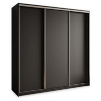 SCHWEBETÜRENSCHRANK NISSE 180/205/60 cm 3-türig mit Schubladen Schwarz - Schwarz/Nickelfarben, Holzwerkstoff (180/205/60cm) - MASSENO