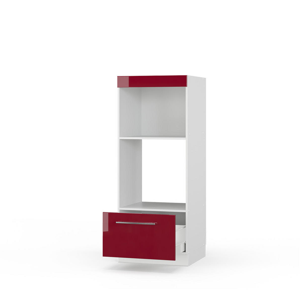 MIKROWELLENSCHRANK Fame-Line Bordeaux Hochglanz 60 cm offen - Bordeaux/Weiß, Holzwerkstoff (60/153.6/58.1cm) - Vicco