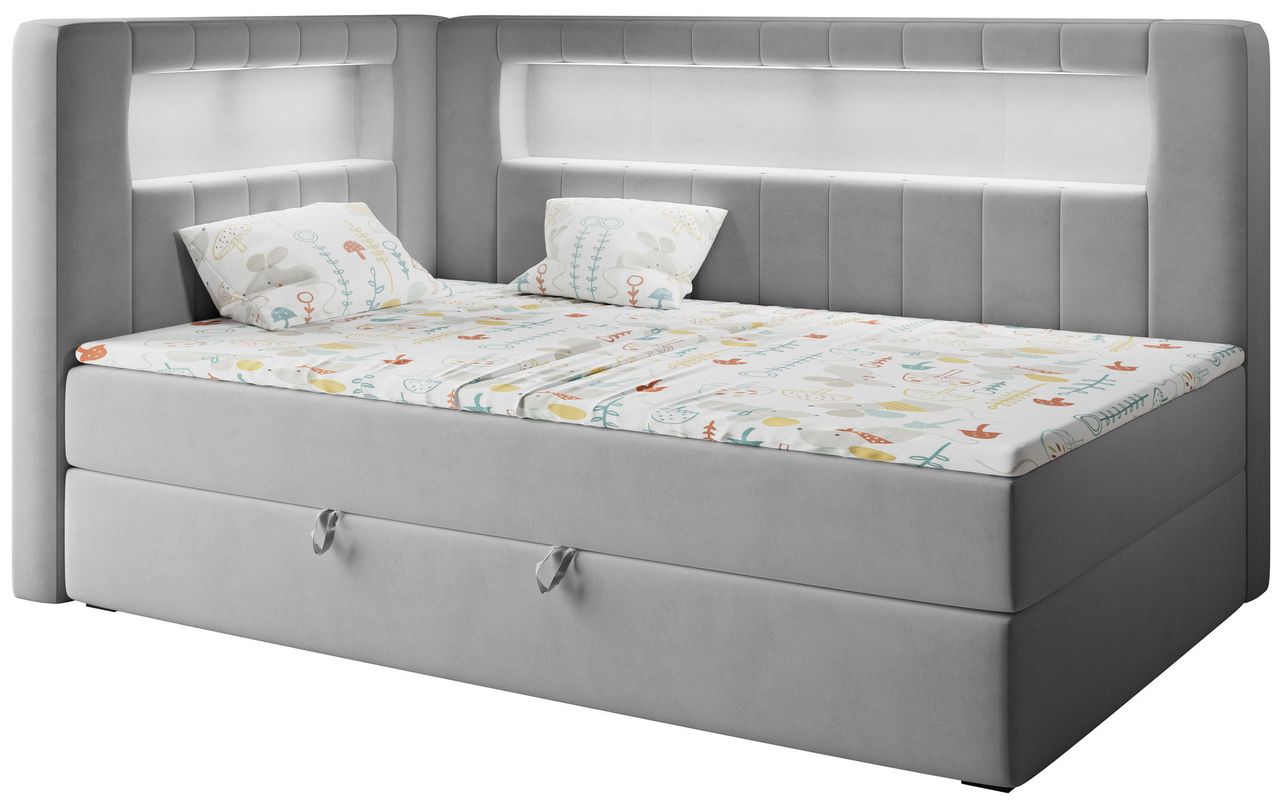BOXSPRINGBETT JUNIOR GOLD 3 90/200 Grau - linke Seite - Grau, Holz/Textil (90/200cm) - MKS
