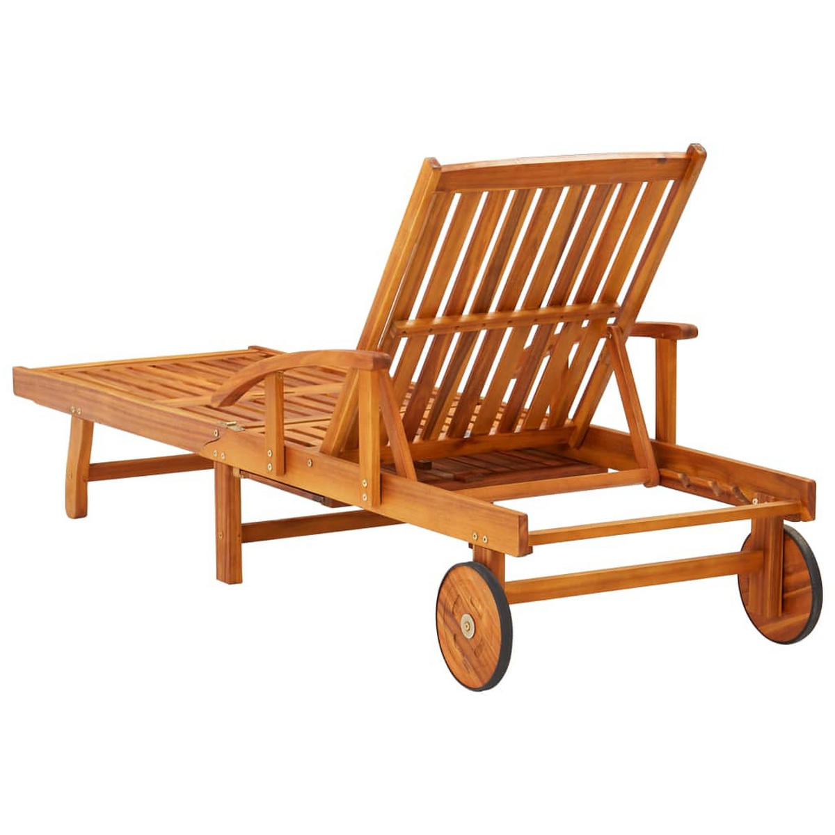 SONNENLIEGE mit Tisch und Auflage Akazie Massivholz - Rot, Holz (67/85/200cm) - furnicato