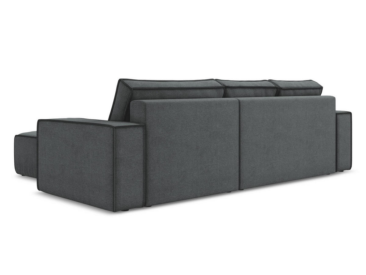 ECKSOFA mit Schlaffunktion Strukturstoff Stoff Grau - Schwarz/Grau, Kunststoff/Textil (290/185cm) - Makamii