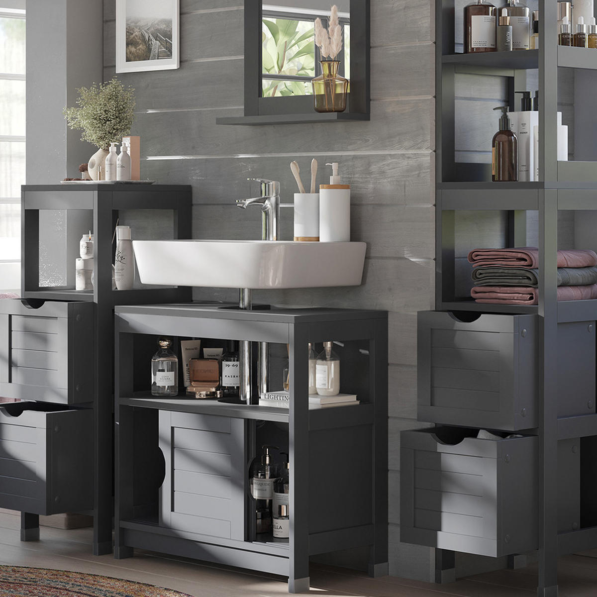 KOUPELNOVÝ NÁBYTEK Vilda Šedá - šedá, kompozitní dřevo (60/60/30cm) - Vicco
