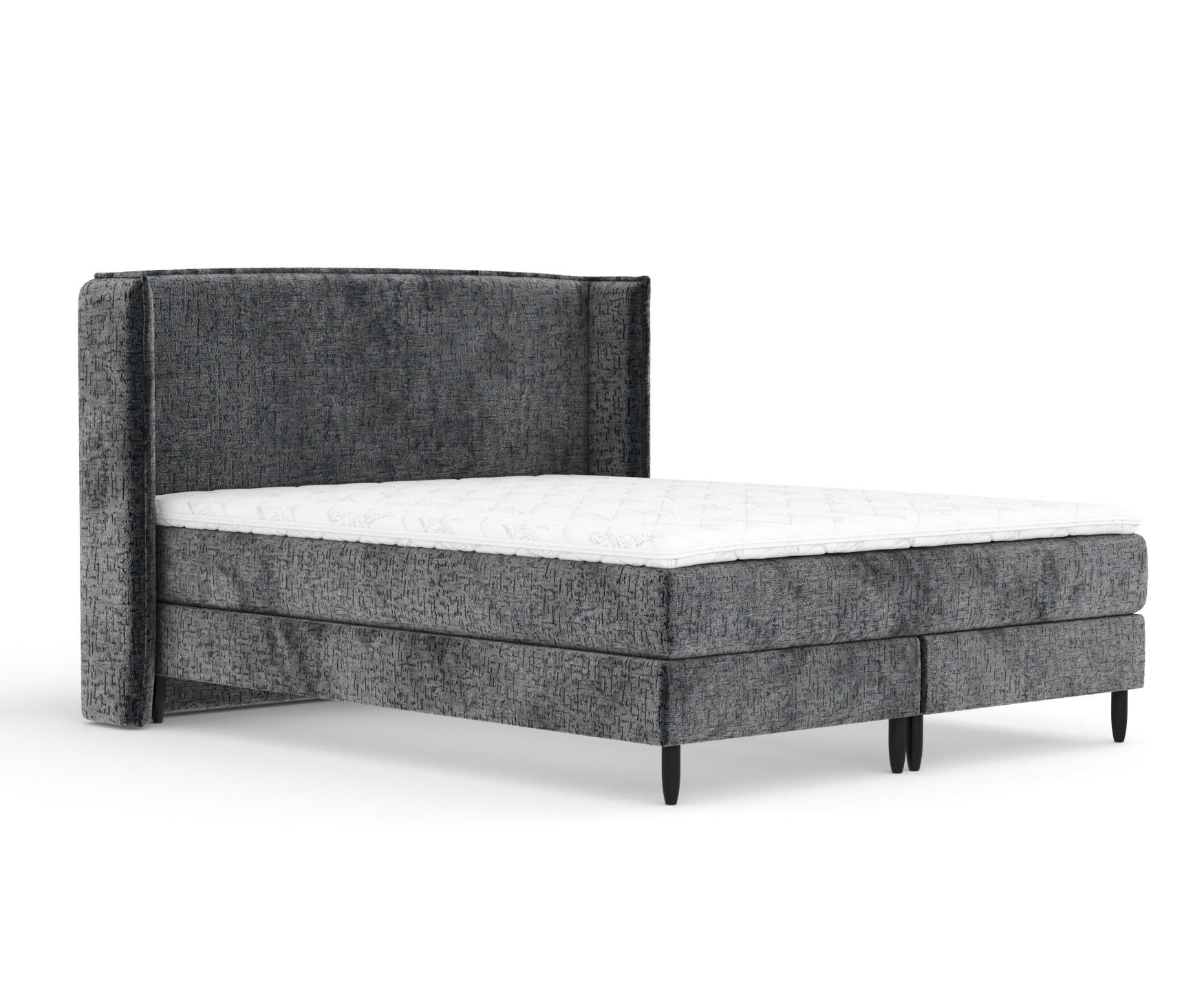 KONTINENTALBETT Ardis Anthrazit 160/200 cm mit Matratze und Topper - Anthrazit/Schwarz, Holz/Holzwerkstoff (160/200cm) - Maison de Reve