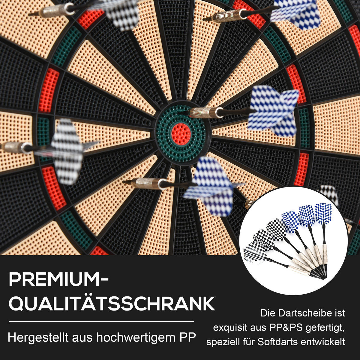 ELEKTRONISCHE Dartscheibe - Schwarz, Kunststoff (39.5/2.2/44cm) - HOMCOM