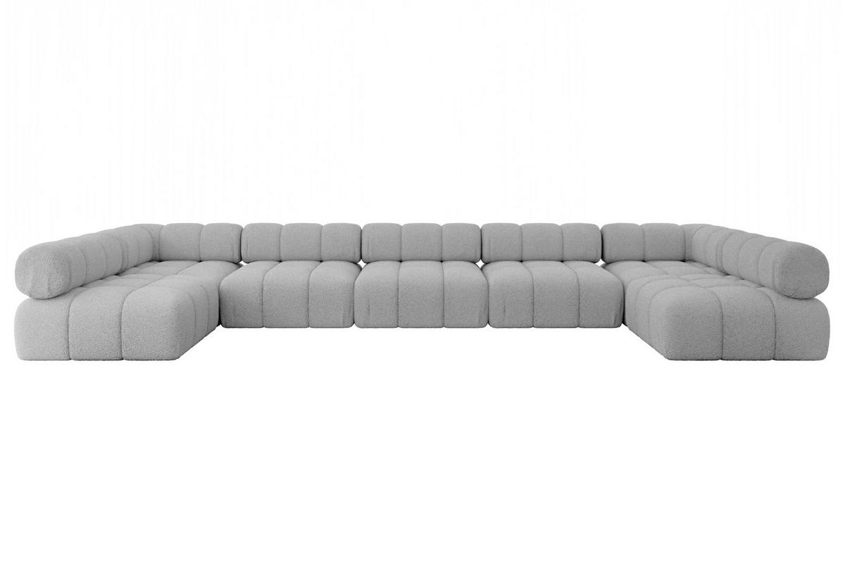 WOHNLANDSCHAFT modulares Sofa Garvo-U3 - 475x190x70 cm Hellgrau Bouclé - Hellgrau, Holzwerkstoff/Textil (475/70/190cm) - ALTDECOR