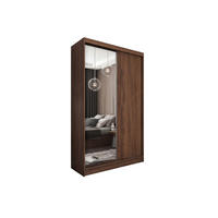SCHWEBETÜRENSCHRANK Pamela 120 cm mit Spiegel, 2-türig, Nuss Warmia - Dunkelbraun, Kunststoff (120/216/61cm) - Margaret Hadas24