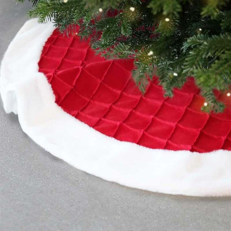 UNIQUE Living - Weihnachtsbaumrock Kleeblatt - 90x90cm - Rot - Rot, Textil (90cm) - Unique Living