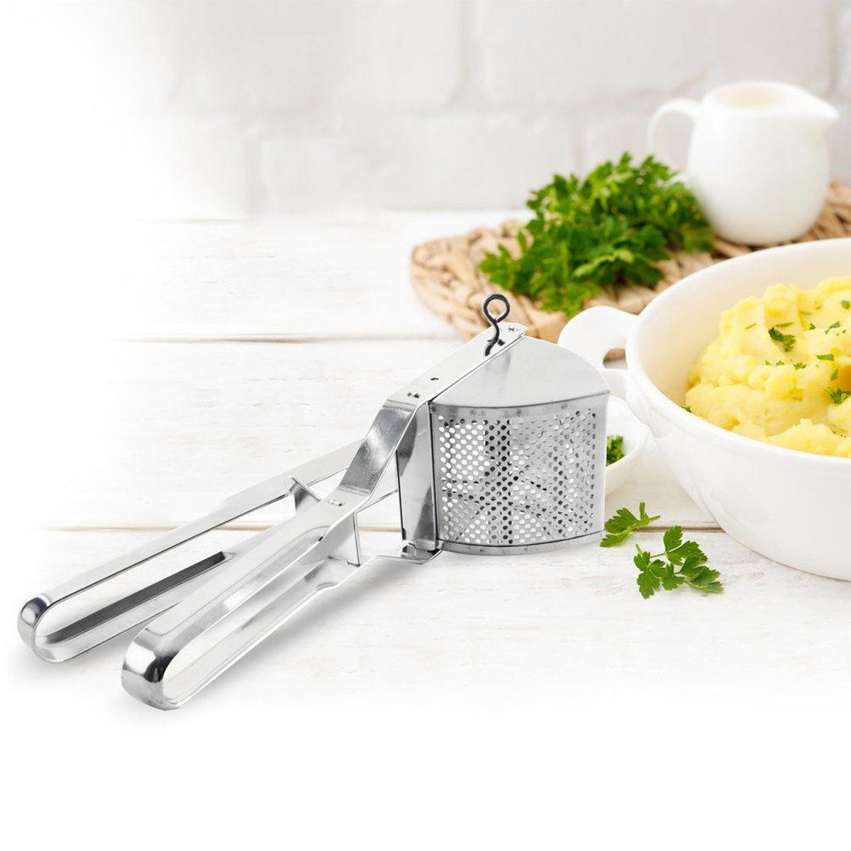 STAHL-KARTOFFELPRESSE 30 cm Silber - Silberfarben, Metall (12/30cm) - Orion 