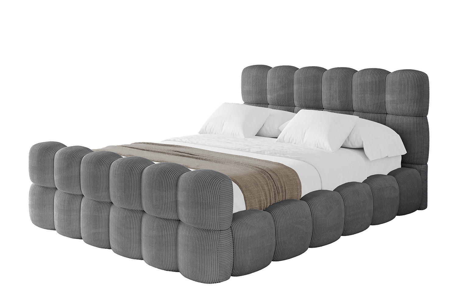 POLSTERBETT mit Bettkasten, Fußteil und Lattenrost, Bett mit Matratze H3/H4 - LEYA-Z 180x200 Dunkelgrau - Anthrazit, Holzwerkstoff/Textil (180/200cm) - ALTDECOR