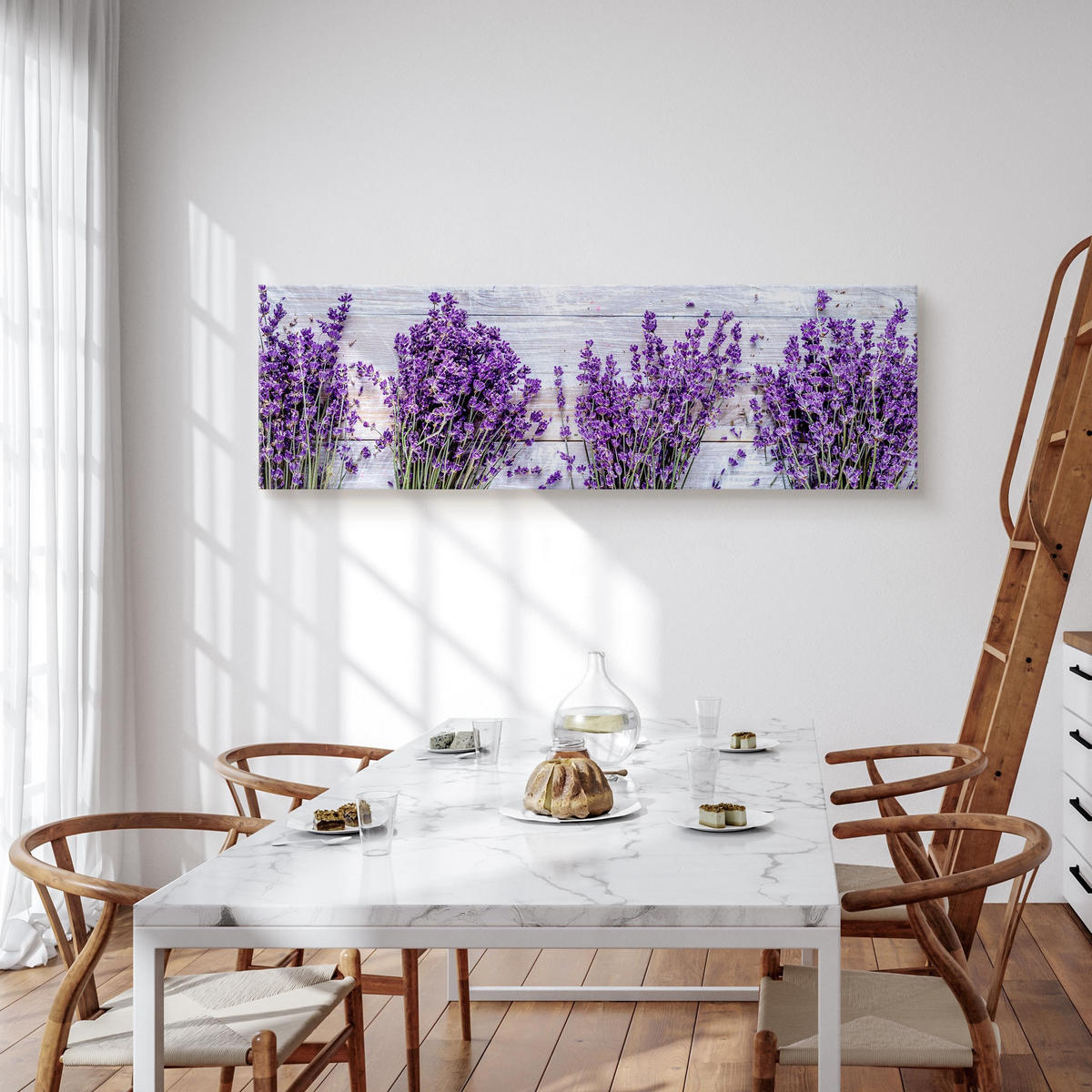 PANORAMABILD Lavendel Blumen Natur 3D - Beige/Violett, Textil (145/45cm) - Muralo