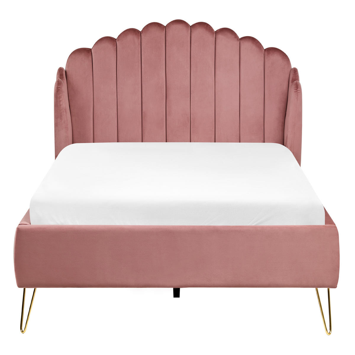 BETT mit Lattenrost 120/200 cm Rosa Ambillou - Pink/Goldfarben, Textil (120/200cm) - Beliani