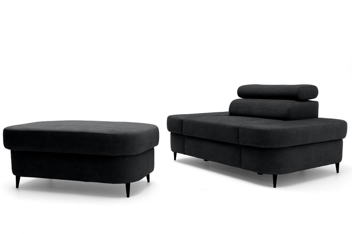 POUF PRIAM 104 x 60 cm Velours Anthrazit - Anthrazit/Schwarz, Holz/Textil (104/43/60cm) - Muffo