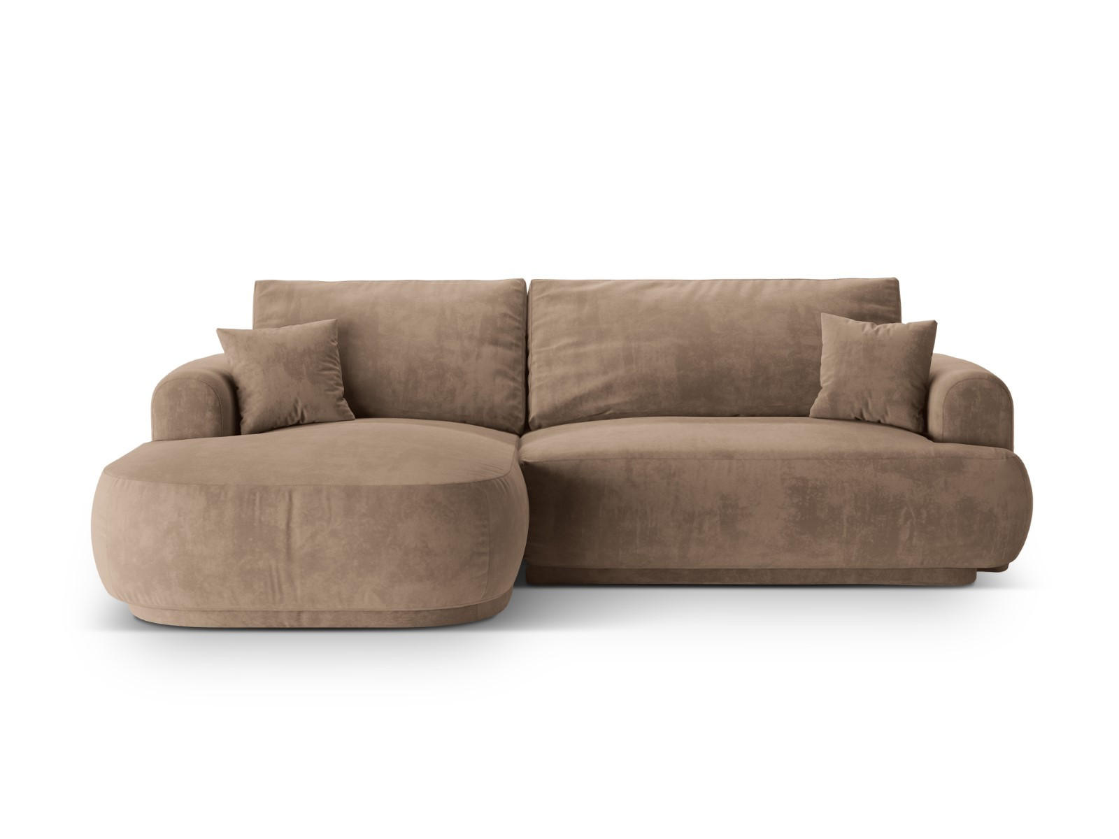 SCHLAFSOFA modular mit Bettkasten links Ella aus Samt dunkelbeige 5 Sitzplätze - Mokka, Textil (174/271cm) - Micadoni