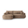 SCHLAFSOFA modular mit Bettkasten links Ella aus Samt dunkelbeige 5 Sitzplätze - Mokka, Textil (174/271cm) - Micadoni