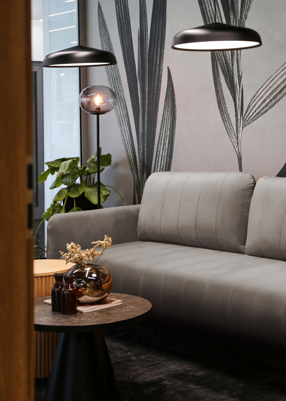 SCHLAFSOFA Neva Grau Velours 234 cm - Schwarz/Grau, Textil/Metall (234/90/100cm) - Selsey
