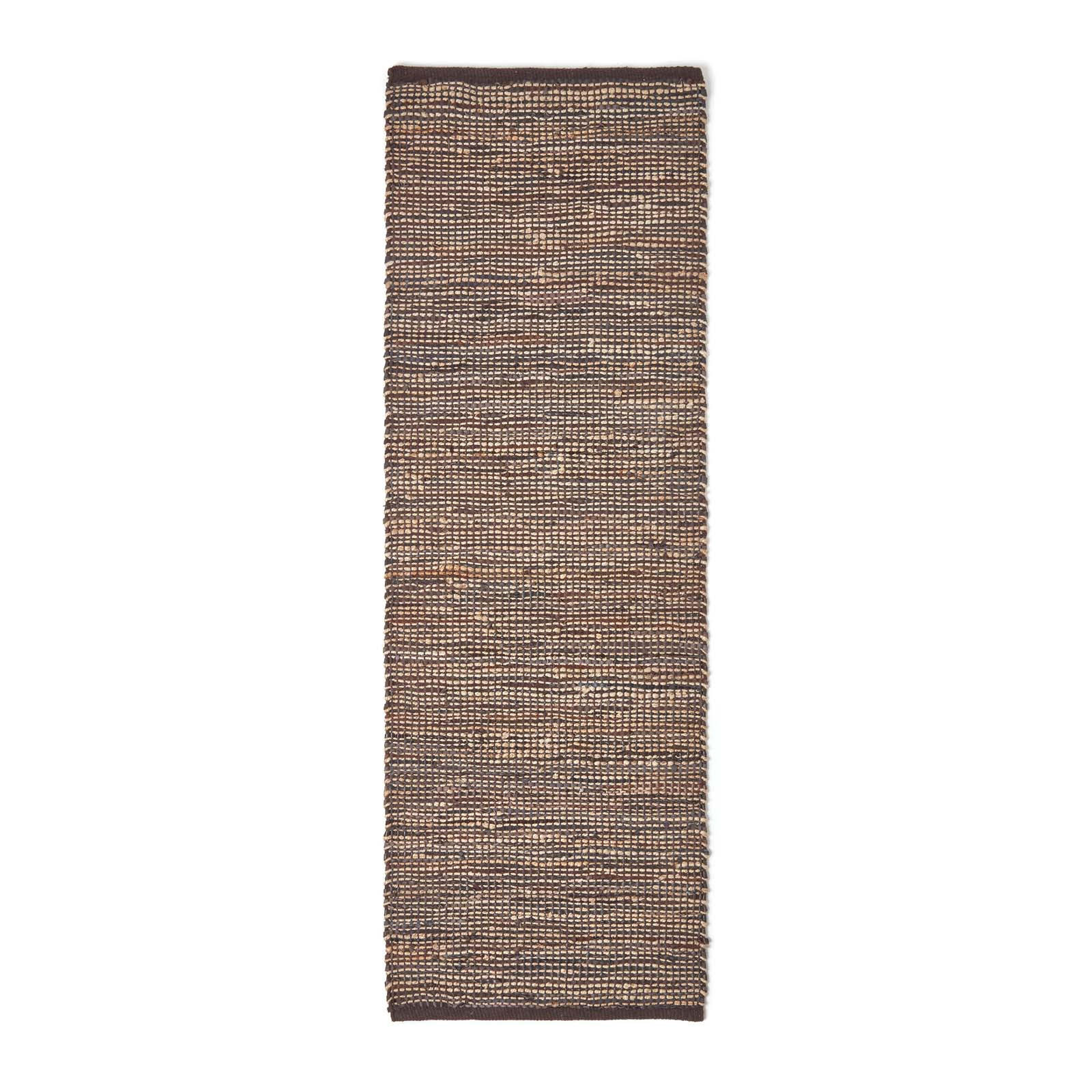 TEPPICHLÄUFER Madras, Leder & Hanf 66/200 cm - Braun, Leder (66/200cm) - Homescapes