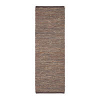 TEPPICHLÄUFER Madras, Leder & Hanf 66/200 cm - Braun, Leder (66/200cm) - Homescapes