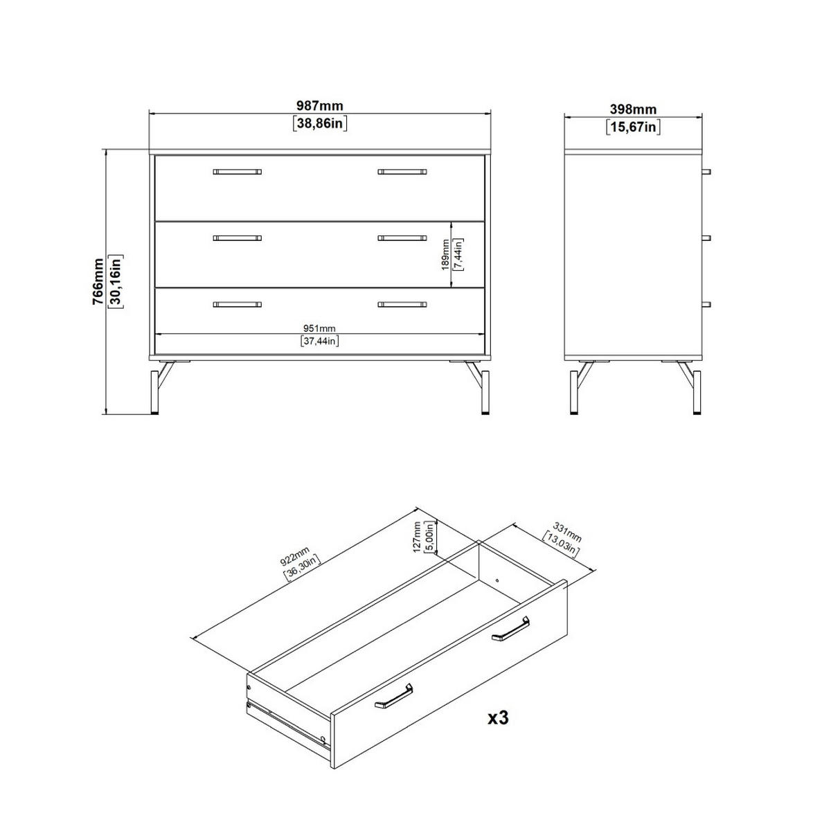 KOMMODE, Dana, Schwarz, Holzwerkstoff, 99 x 40 x 77 cm - Schwarz, Holzwerkstoff (99/77/40cm) - ebuy24