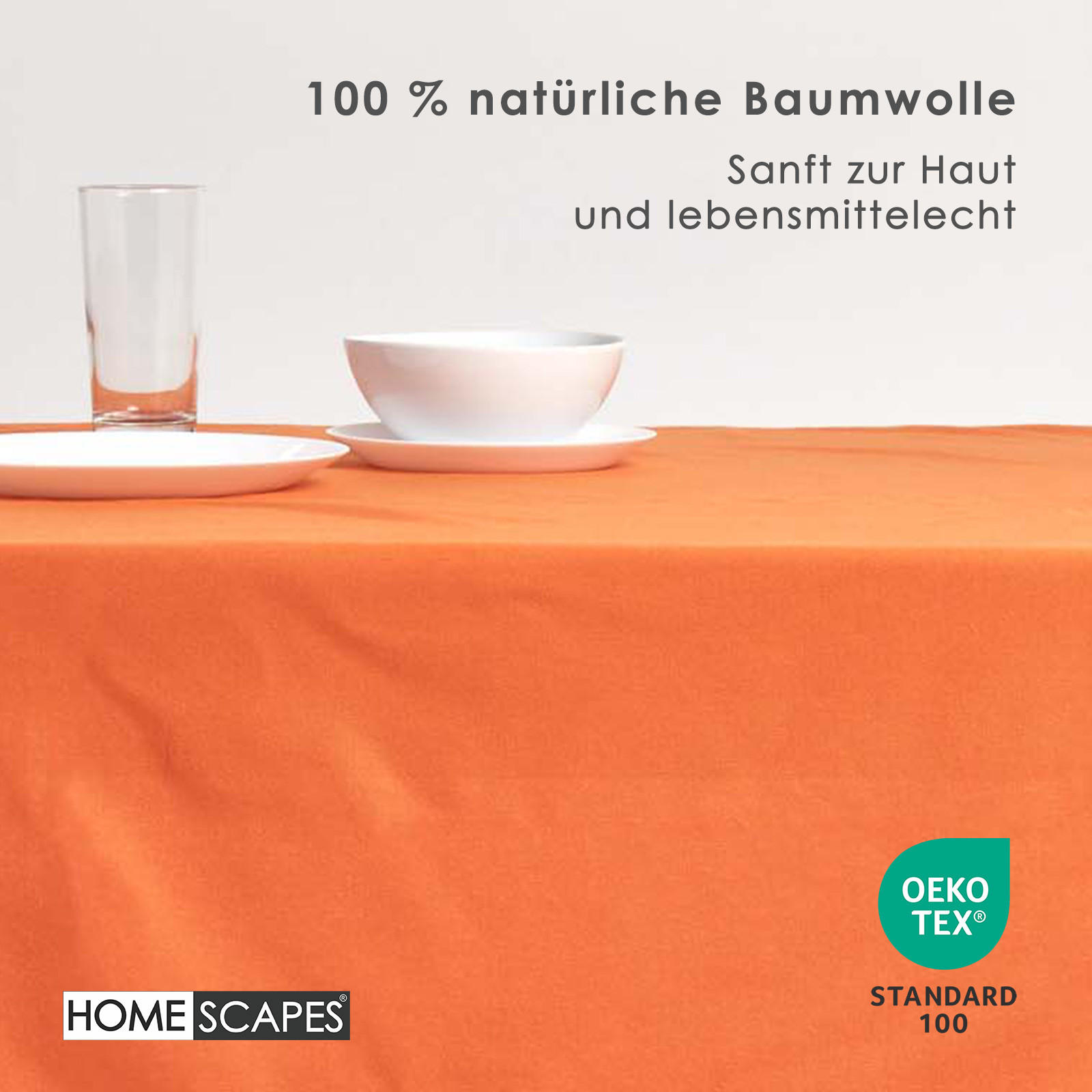 TISCHDECKE terrakotta 137/178 cm, 100% Baumwolle - Terracotta, Textil (137/178cm) - Homescapes