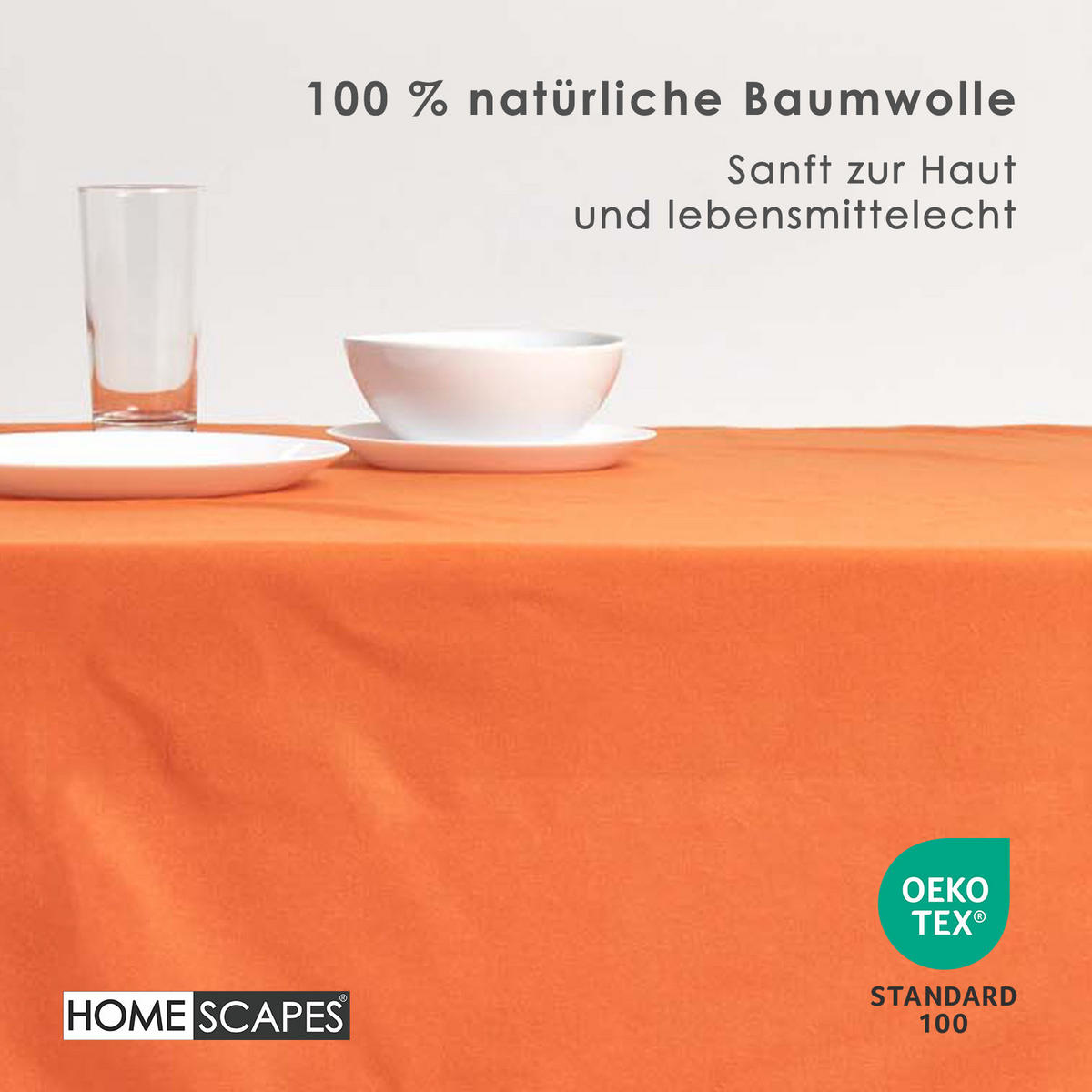 TISCHDECKE terrakotta 137/178 cm, 100% Baumwolle - Terracotta, Textil (137/178cm) - Homescapes