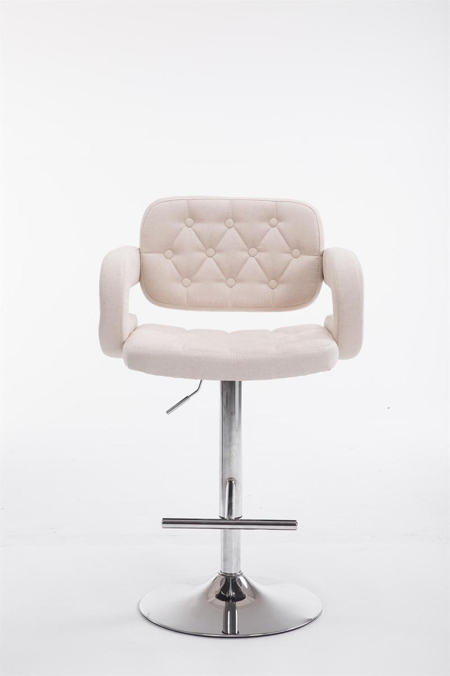BARHOCKER Dubai, Gestell Metall in Chromoptik, STOFF Beige - Chromfarben/Creme, Textil/Metall (52/100/55cm) - TPFLiving