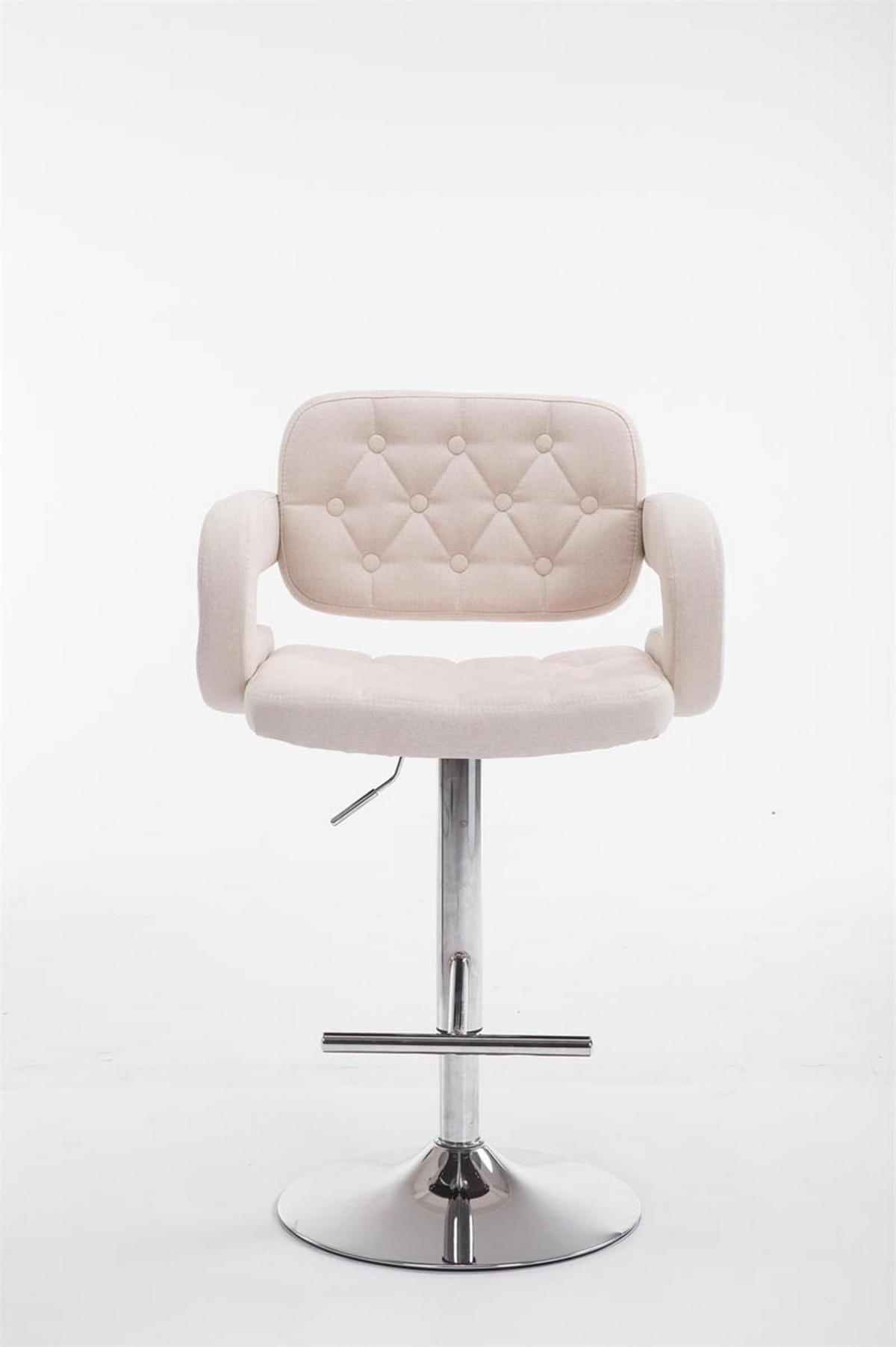 BARHOCKER Dubai, Gestell Metall in Chromoptik, STOFF Beige - Chromfarben/Creme, Textil/Metall (52/100/55cm) - TPFLiving