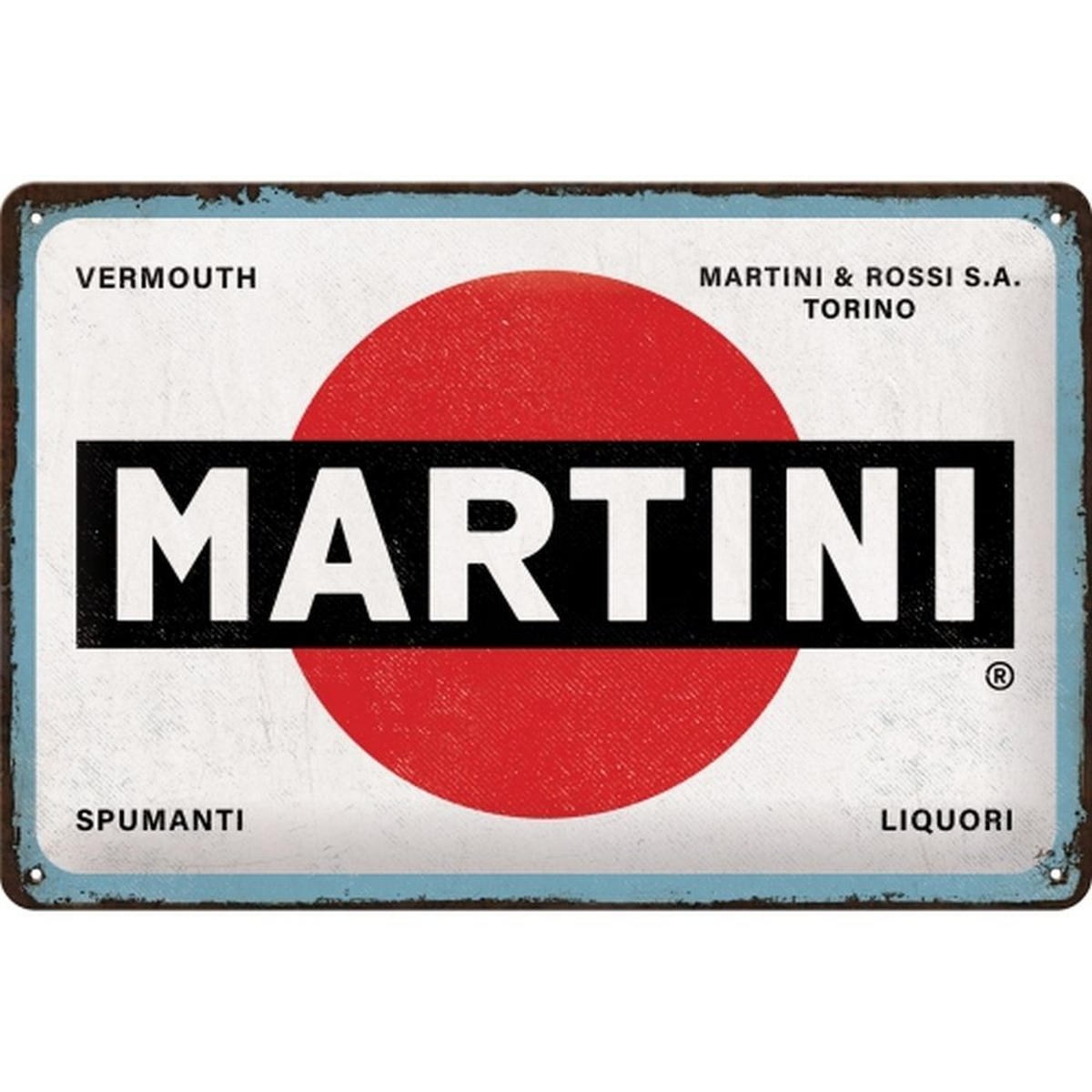 BLECHSCHILD 20/30 cm Martini Logo White - Multicolor, Metall (30/20/0.2cm) - Nostalgic-Art