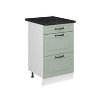 KÜCHENUNTERSCHRANK R-Line, Mint Landhaus/Weiß, 50 cm Arbeitsplatte Anthrazit - Weiß/Grün, Holzwerkstoff (50/81.6/60cm) - Vicco