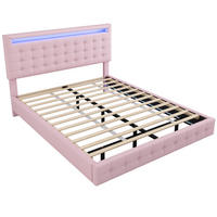 POLSTERBETT 140/200 cm DE-04631, mit LED und verstellbarem Kopfteil in Rosa - Pink, Holzwerkstoff (140/200cm) - ComfortXL