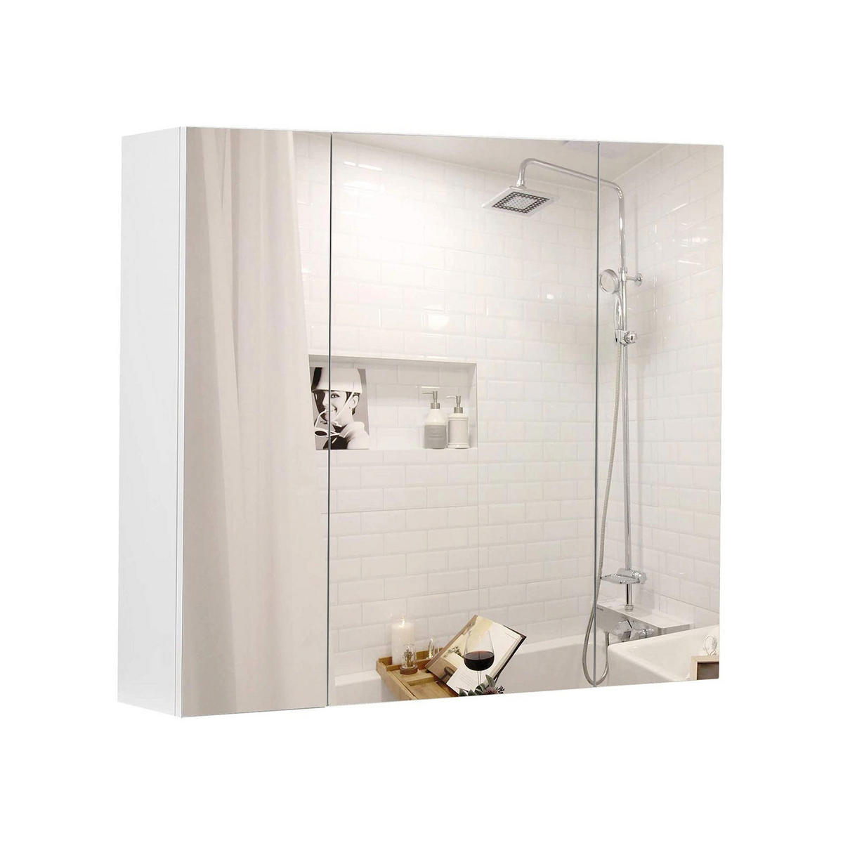 SPIEGELSCHRANK BADEZIMMERSCHRANK - Weiß, Holzwerkstoff (15/55/60cm) - Hansiro