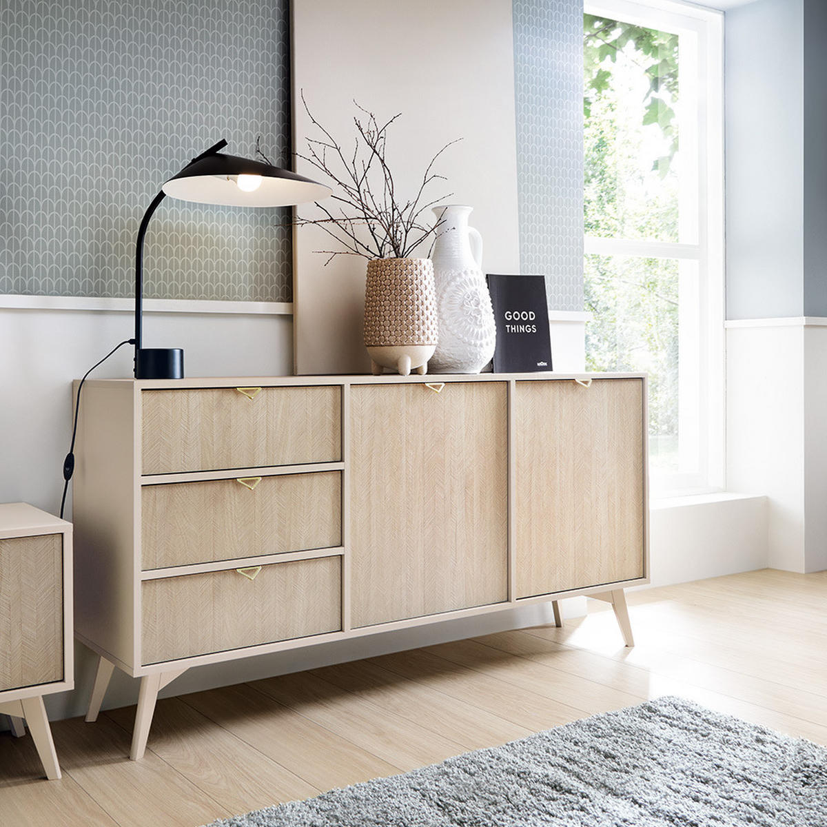 SIDEBOARD Fareham-160 - Beige, Holzwerkstoff (158/80/38cm) - Lomado