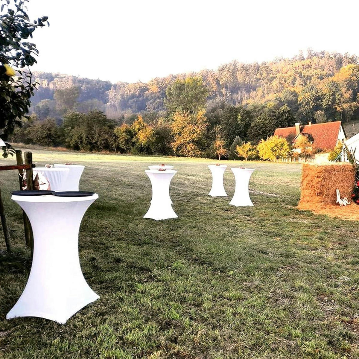 STEHTISCHHUSSE 3er-Set für Bistrotisch Ø 80-85 cm Weiß - Weiß, Textil (81.3/81.3cm)
