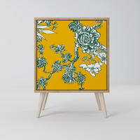 SIDEBOARD YELLOW CHINOISERIE, Eichefarben, 57,5x42x77,5 cm, Schräge Buchenholzfüße - Eichefarben/Buchefarben, Holzwerkstoff/Buchenholz (57.5/77.5/42cm) - SpaceRebels