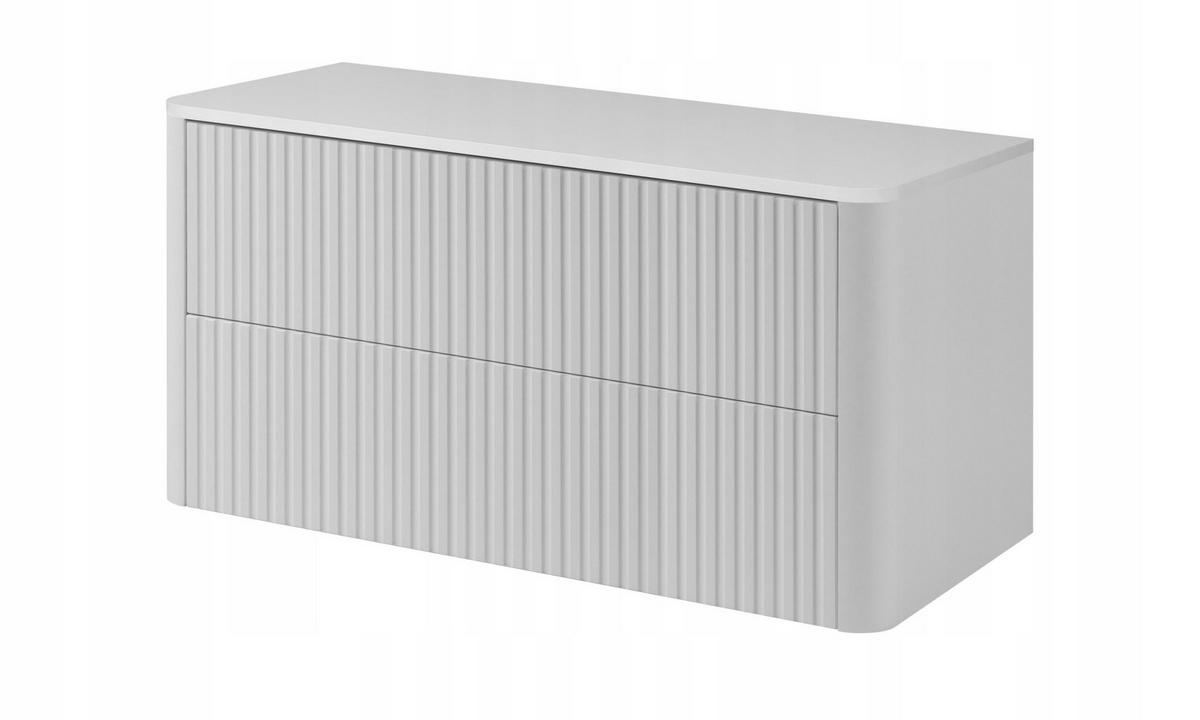 WASCHBECKENUNTERSCHRANK LINEA hängend geriffelt Weiß matt mit Waschtischplatte 100/48/44 cm - Weiß, Holzwerkstoff (100/48.4/43.7cm) - Rodan
