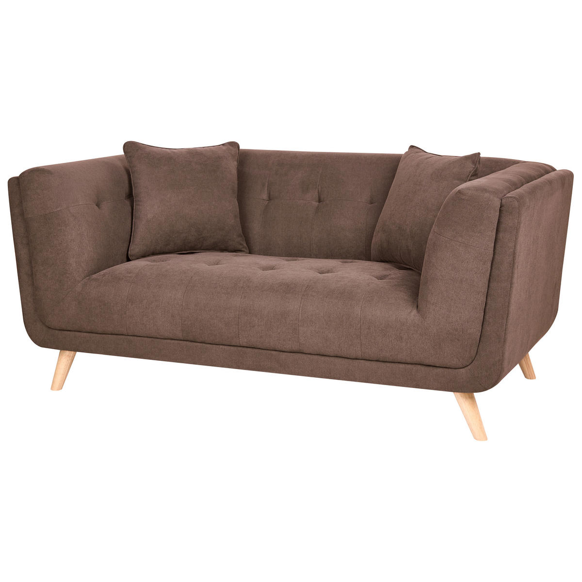2-SITZER-SOFA Stoff Dunkelbraun mit Ottomane Habo - Hellbraun, Textil (176/78/72cm) - Beliani