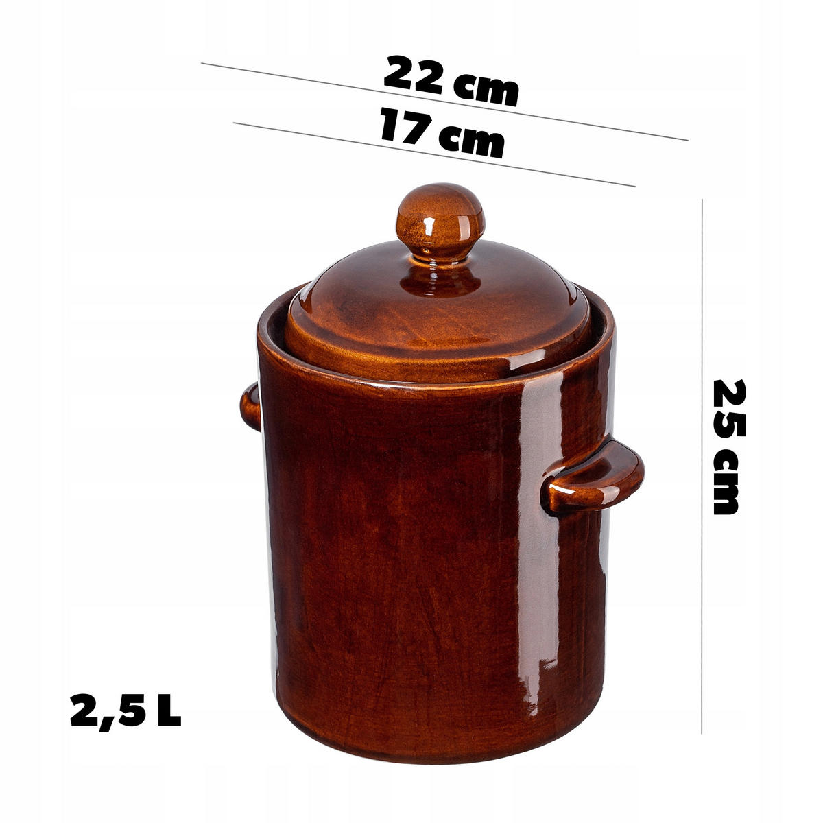 STEINZEUGTOPF mit Deckel, 2.5L - Braun, Keramik (17cm) - KADAX