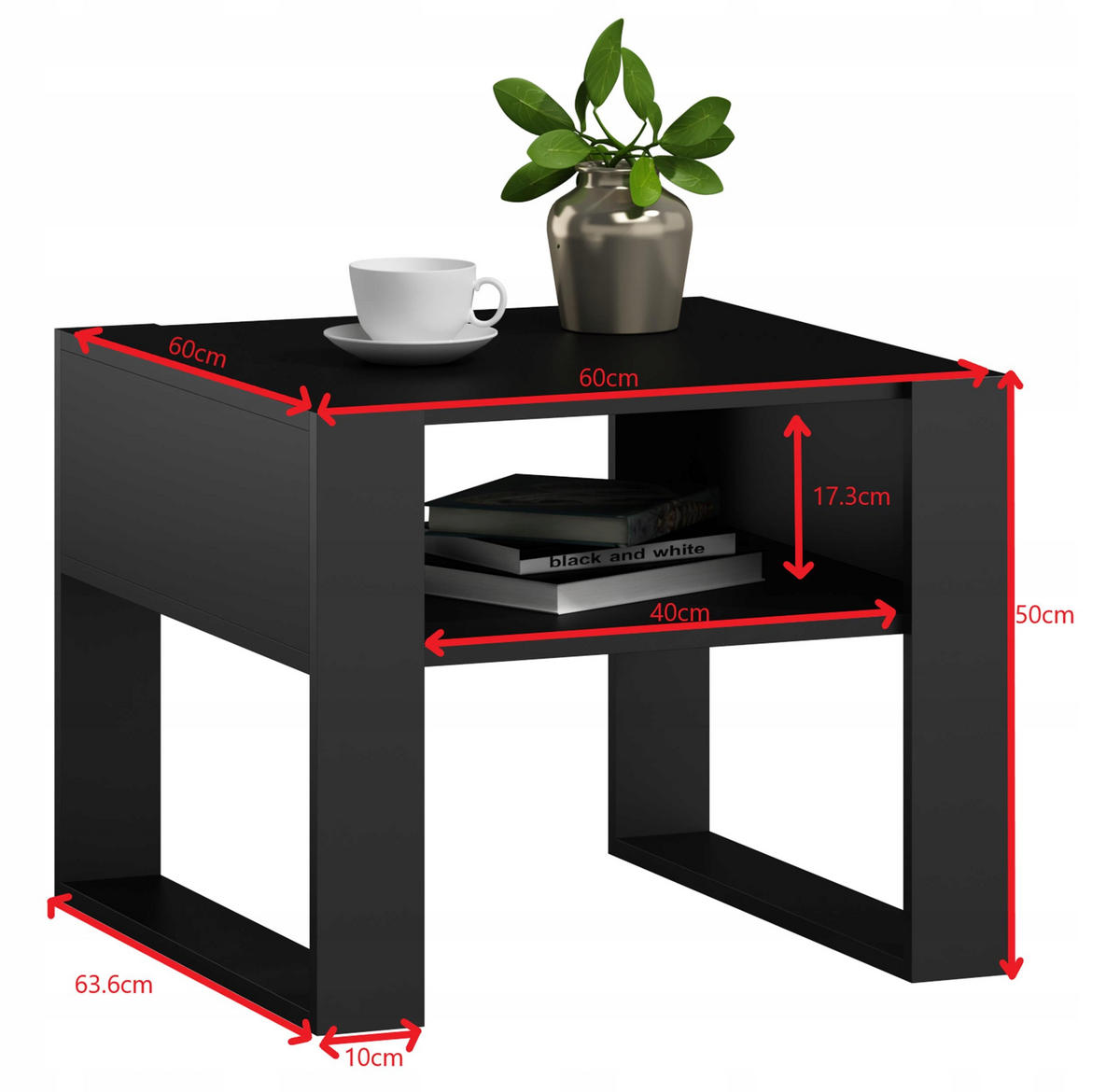 COUCHTISCH KAJA Schwarz 60/53,6/50 cm - Schwarz, Holzwerkstoff (53.6/60/50cm) - Matkam Möbel