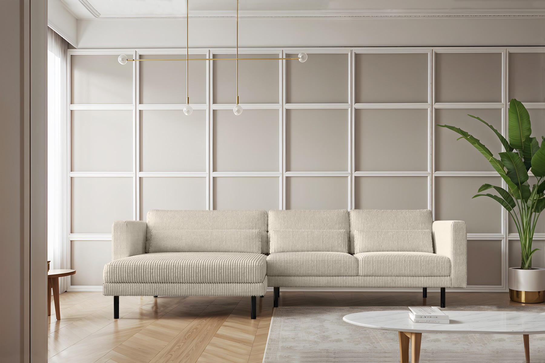 ECKSOFA L-form Dani Stoff Poso Beige Links - Beige, Holz (281/174cm) - Kaiser Möbel