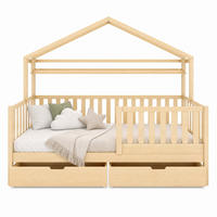 KINDERBETT Hausbett mit 2 Schubladen 90x200 cm Kiefer Natur - Braun, Holz (90/200cm) - Meubliv
