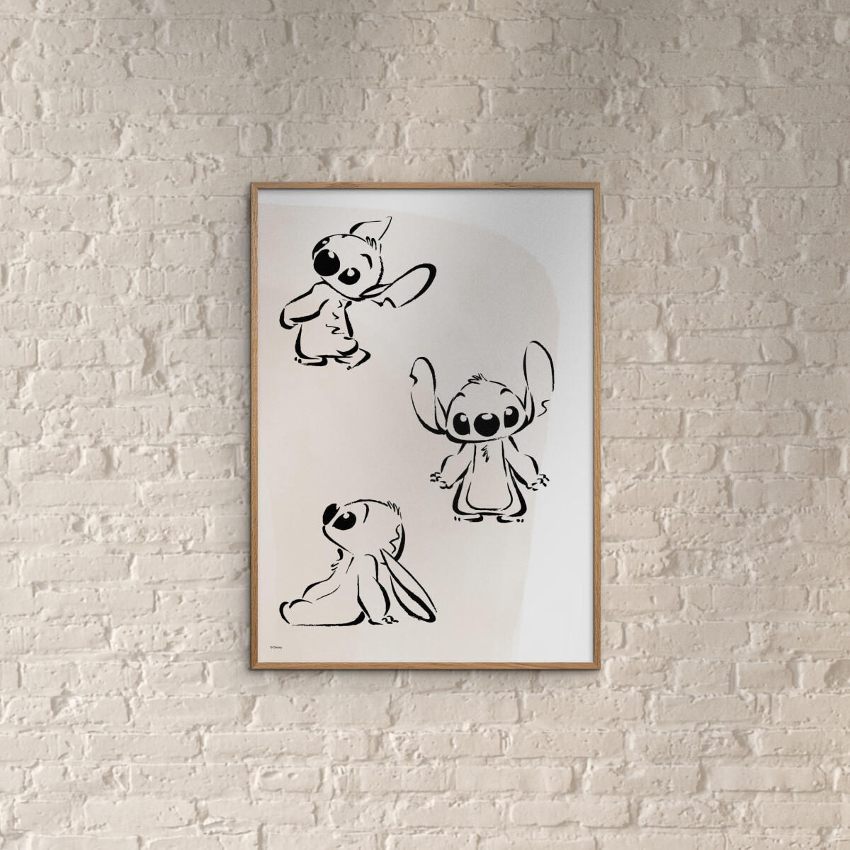 POSTER mit Rahmen Disney - Disney - Stitch Ink Sketch - Eichefarben/Beige, Holz/Papier (70/100cm) - Poster&Frame