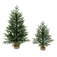 KÜNSTLICHER Weihnachtsbaum 2er Set, 60 & 90 cm, Fichten-Optik - Grün, Kunststoff (95cm) - Hometopia