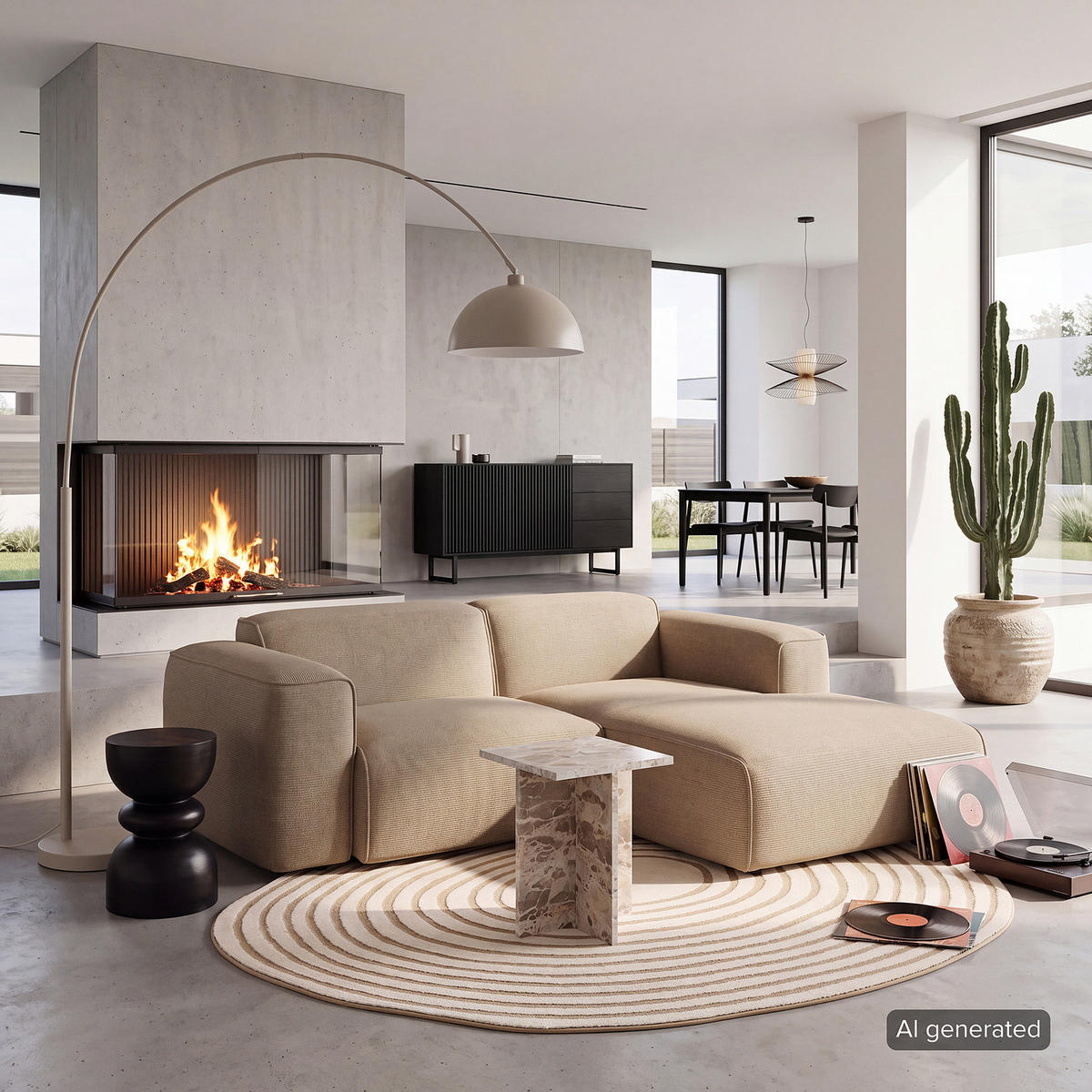 ECKSOFA mit XL-Longchair - Taupe/Schwarz, Kunststoff/Textil (260/171cm) - home24
