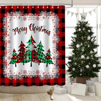 DUSCHVORHANG Weihnachten Rot 90 x 180 cm Badezimmer - Multicolor, Textil (90/180cm) - MCBOSON