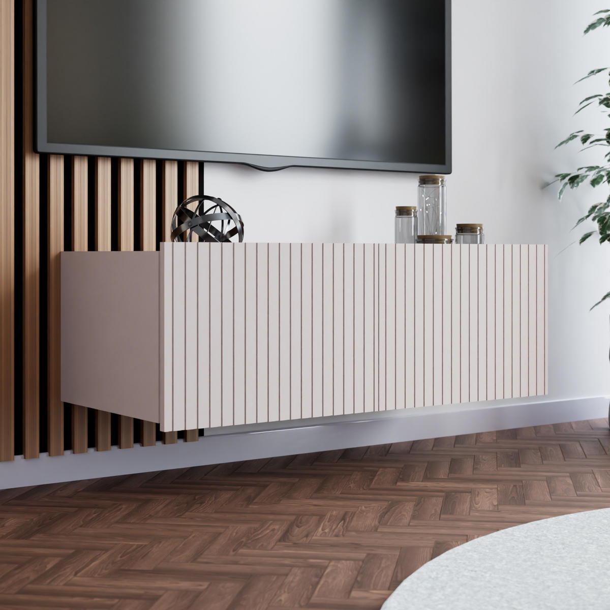 LOWBOARD Kavell mit 2 Türen, 100 cm, stehend/hängend, kaschmir - Kaschmir, Holzwerkstoff (100/37.5/43cm) - Beautysofa