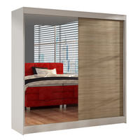 SCHWEBETÜRENSCHRANK Basti I - 200 cm - Beige/Weiß, Holzwerkstoff/Metall (200/215/58cm) - Sofnet
