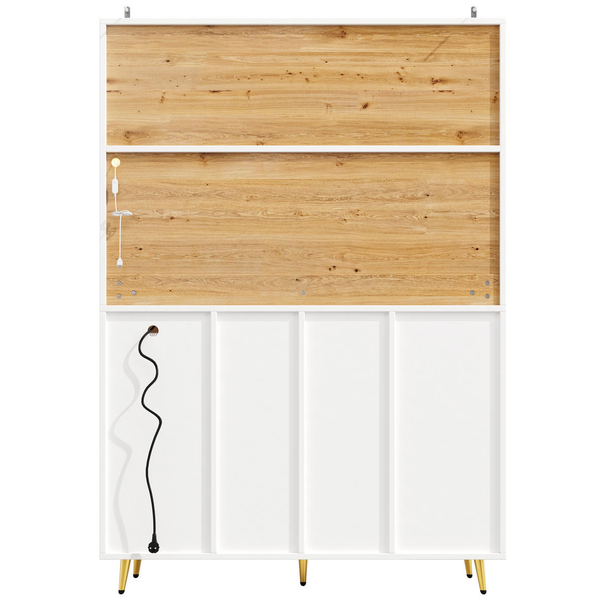 BUFFETSCHRANK 120/40/170 cm mit LED-Beleuchtung, Steckdose, Weinregal und viel Stauraum, Weiß/Holzdekor - Weiß, Holzwerkstoff (120/170/40cm) - Redom